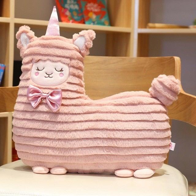 Bowtie Unicorn Llama Plush Toy 17" Pink Stuffed Animals Plushie Depot