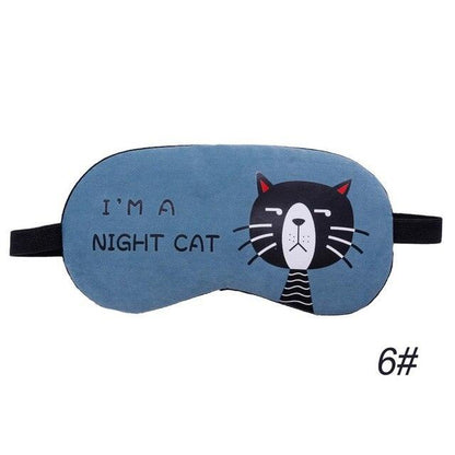 Cute Cat Cartoon Travel Sleep Mask 6 NO Ice Gel-Blue Sleep Masks Plushie Depot