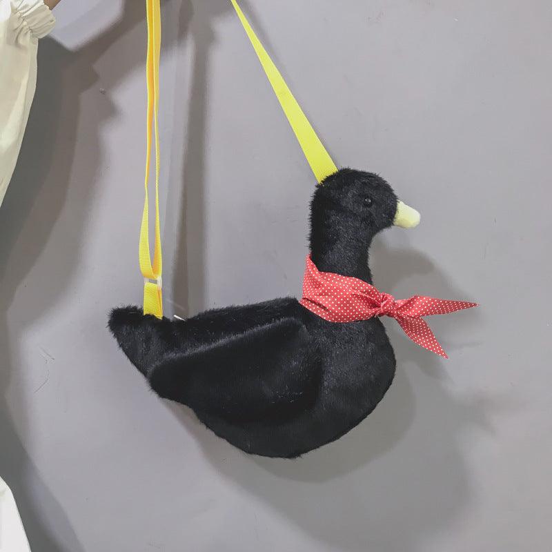 Plush duck shoulder bag Black Bags Plushie Depot