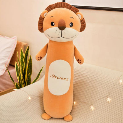 Long cylindrical pillow plush animal stuffed toy Lion - Plushie Depot
