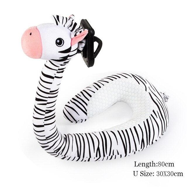 12" x 29.5" Creative 2 In 1 Hands Free U-shaped Plush Neck Pillow in Various Animal Shapes with Lazy Phone Holder Ice Zebra 12" x 29.5" / 30cmX75cm Neck Pillows Plushie Depot