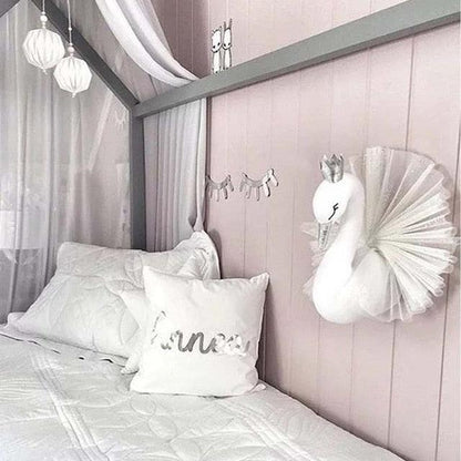Cute Animals Elephant Head Stuffed Plush Doll Kids Bedroom Decor White wings Wall Decor Plushie Depot