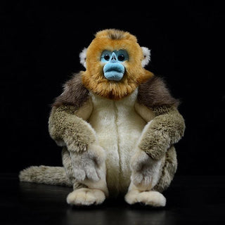 Realistic Sitting Golden Monkey Stuffed Animal 12" Gray Plushie Depot