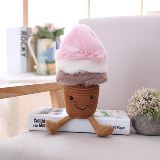 Creative and Funny Fruit and Vegetable Plush Toys (13 Different Types) Ice cream Plushie Depot