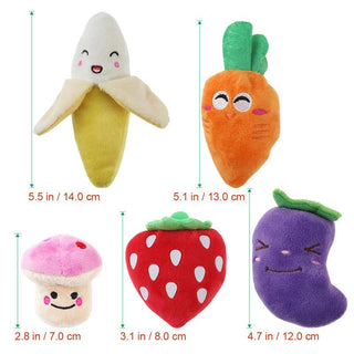 Funny Fruit Squeaky Dog Toys (Set of 5) Plushie Depot