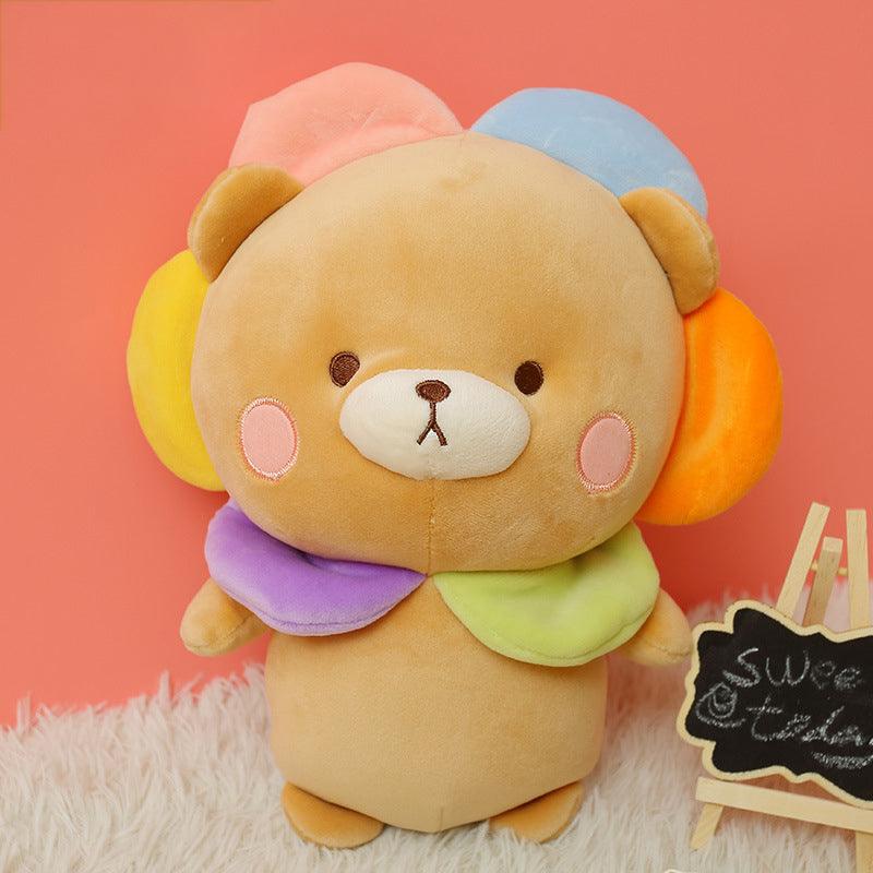 Kawaii Bear & Piggy Plush Dolls with Cute Flower Hats bear 23cm Plushie Depot