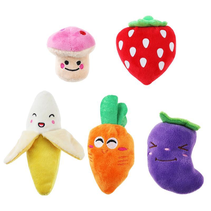 Funny Fruit Squeaky Dog Toys (Set of 5) Default Title Pet Toys Plushie Depot