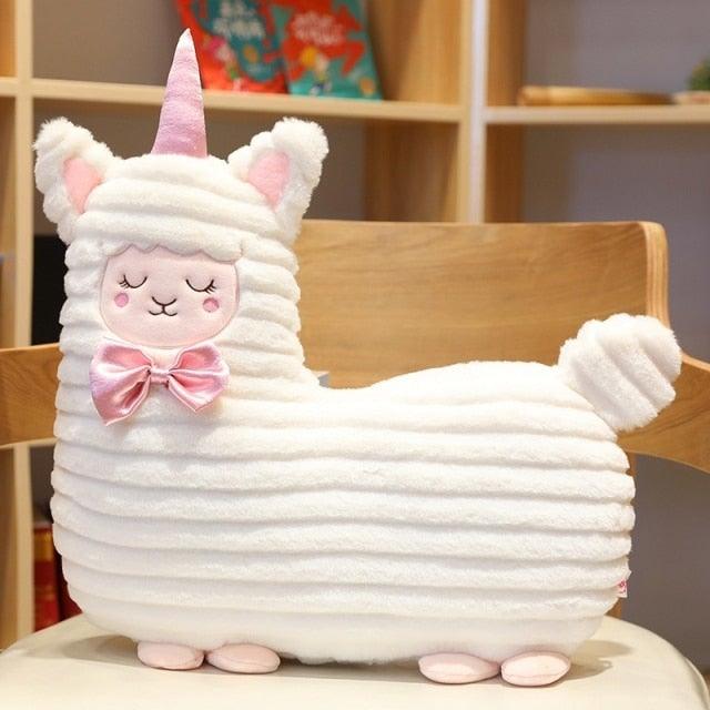 Bowtie Unicorn Llama Plush Toy 17" white Stuffed Animals Plushie Depot