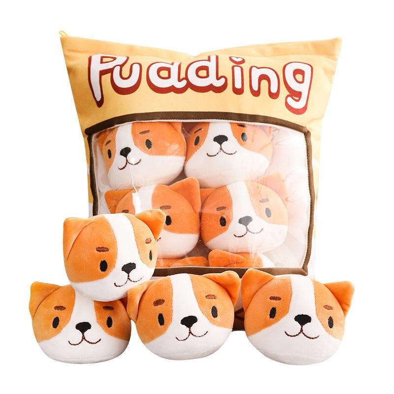 Pudding Cat, Dogs and Pigs Bag of Small Plush Toys Dog Plushie Depot