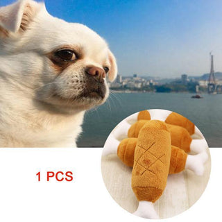 Super Cute and Funny Pet Plush Toy Meat and Bones Brown Plushie Depot