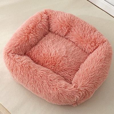 Square Dog & Cat Pet Bed for Medium Pets, Super Soft Warm Plush & Comfortable Flesh pink Pet Beds - Plushie Depot