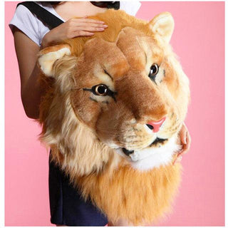 Realistic Lion and Tiger Head Plush Backpacks lion Plushie Depot