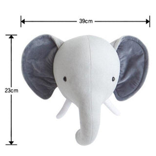 Nordic Stuffed Animal Head Wall Decoration grey elephant Plushie Depot