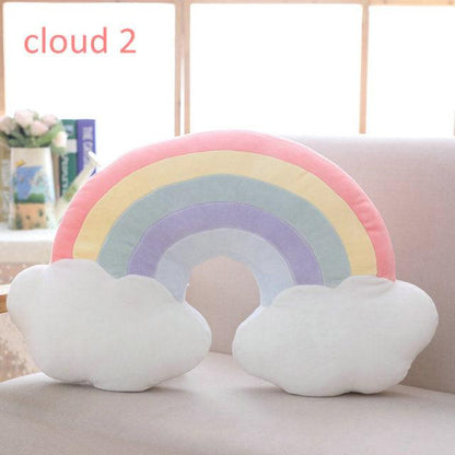 Rainbow Cloud, Moon and Stars Pillows 19''X14''cloud Plushie Depot