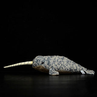 16.1" Long Lifelike Unicorn Whale Stuffed Toy, Realistic Sea Animal Narwhal Plush Toy Plushie Depot
