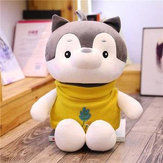 Cute Husky Dog with Clothes Stuffed Animal Yellow Plushie Depot