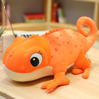 12" - 23.5" Cute Realistic Chameleon Plush Toys for Kids Orange Plushie Depot