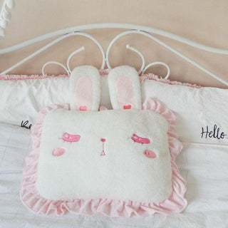 Cute Bunny Rabbit Pillow 17''X13'' Closed eyes Plushie Depot
