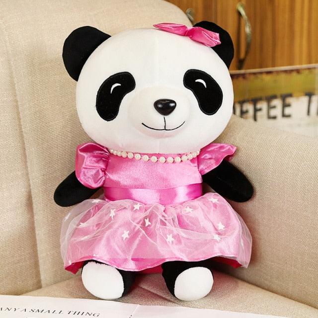 Kawaii Panda with Skirt Plush Toys dark pink Stuffed Animals Plushie Depot