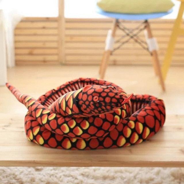Realistic Python and Boa Constrictor Snake Plushies 110" Red Stuffed Animals Plushie Depot