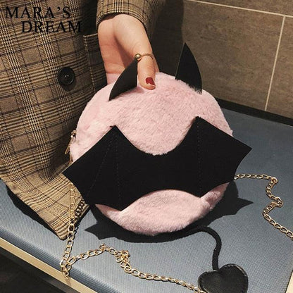Mara's Dream Bat Shoulder Bag D Pink 19 x 19 x 3" Bags Plushie Depot