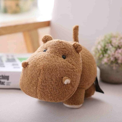 Big Head Hippo Plush Toys 20cm Brown Stuffed Animals - Plushie Depot