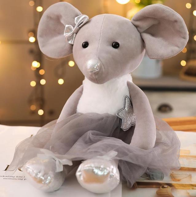 1pc 16.5" Cute & Lovely Dressing Cloth Animal Ballet Mouse Plush Toys 42cm grey mouse Stuffed Animals Plushie Depot
