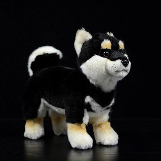9" Realistic Black Shiba Inu Dog Plush Toy Default Title - Plushie Depot