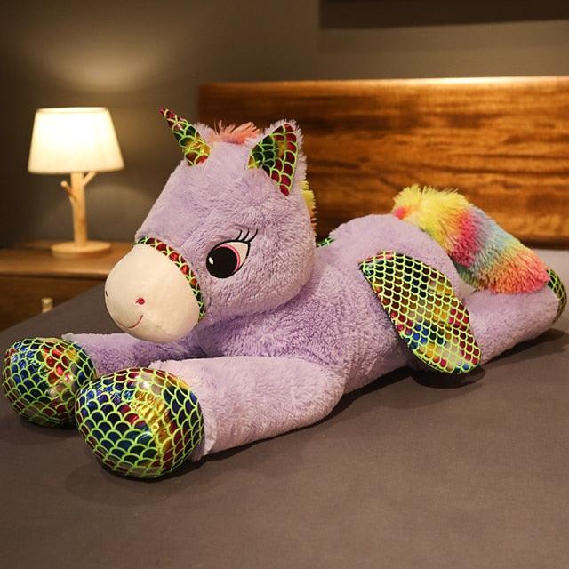 Giant Rainbow Unicorn Plush Toy Purple Plushie Depot