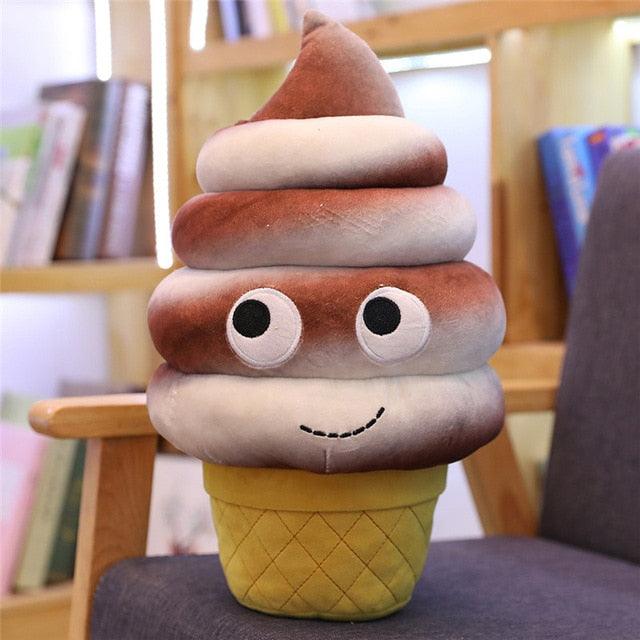 Cute Cartoon Plush Hamburger Ice Cream French Fries Toys 60cm brown ice cream - Plushie Depot