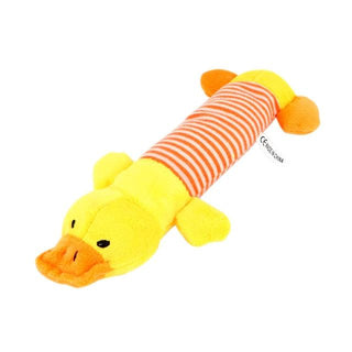 Squeak Chew Dog Toys Sound Dolls Dog Cat Fleece Pet Funny Plush Toys Elephant Duck Pig Fit for All Pets Durability Yellow Duck M Plushie Depot