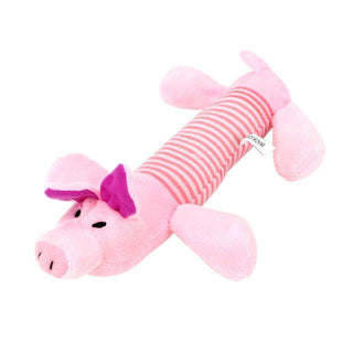 Squeak Chew Dog Toys Sound Dolls Dog Cat Fleece Pet Funny Plush Toys Elephant Duck Pig Fit for All Pets Durability Pink Pig M Plushie Depot