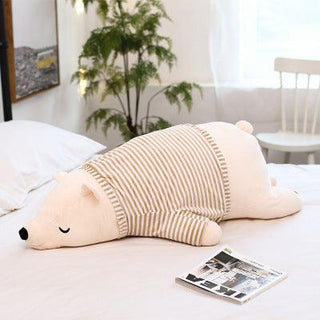 Kawaii Dressing Polar Bear Plush Pillow white with cloth Plushie Depot