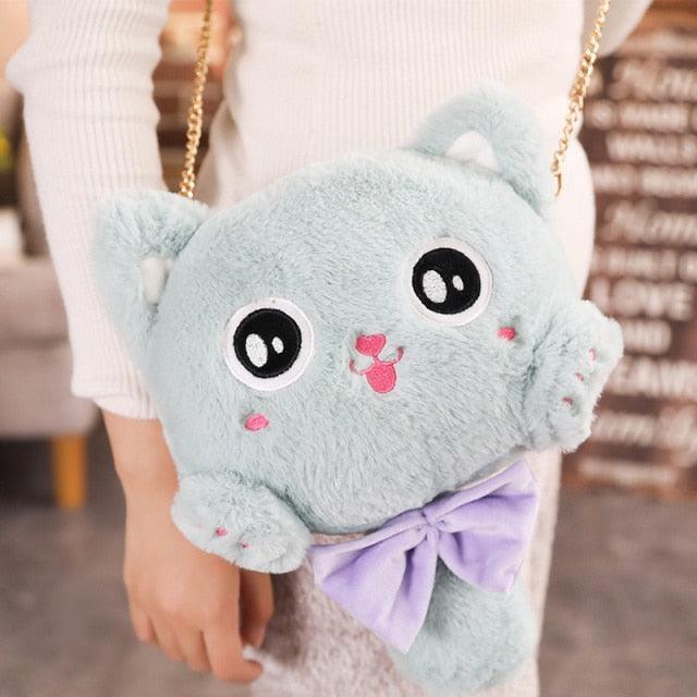 Kawaii Cat Plushie Backpack 9" green Bags Plushie Depot