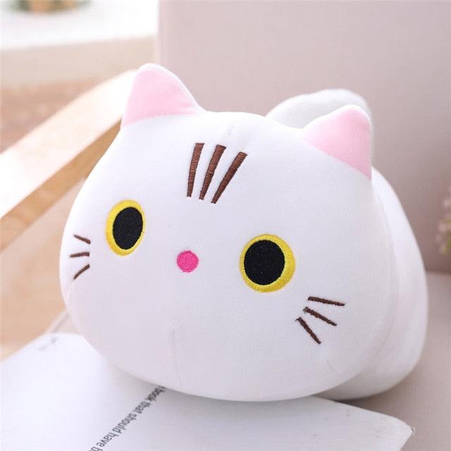 Lovely cute Stuffed soft cat plush pillow white01 Plushie Depot