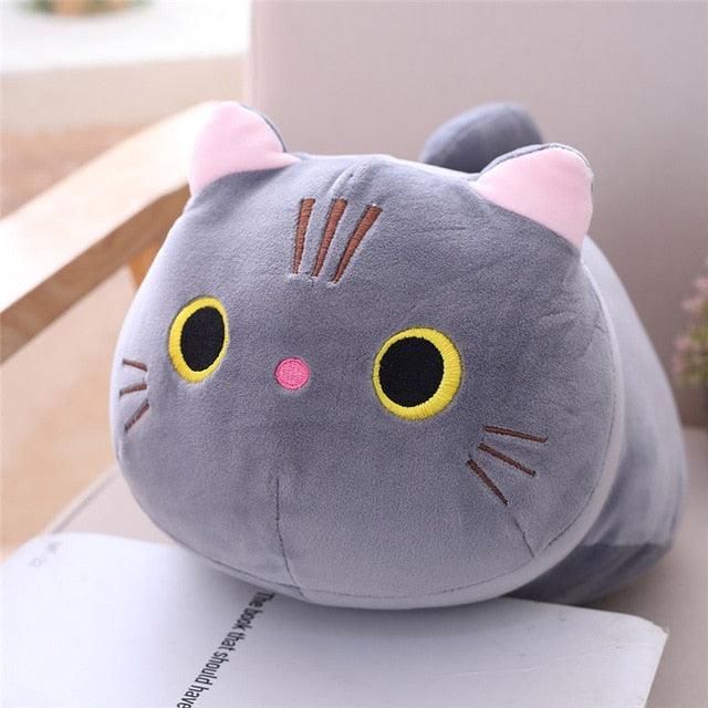 Lovely cute Stuffed soft cat plush pillow gray01 Plushie Depot