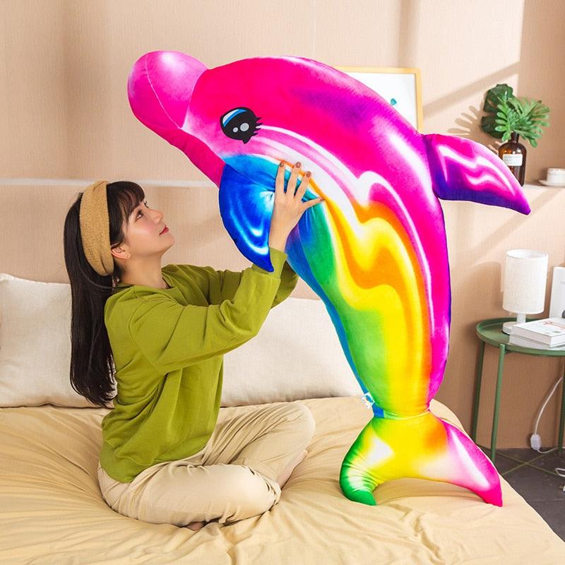 Giant Colorful Rainbow Dolphin Plush Toys Stuffed Animals Plushie Depot