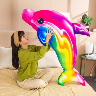 Giant Colorful Rainbow Dolphin Plush Toys Plushie Depot