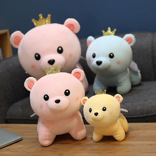 9.8" - 24" Lovely Cute Angel Bear Plush Toys, Soft Stuffed Teddy Bear with Crown Plush Doll Plushie Depot