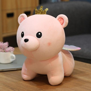 9.8" - 24" Lovely Cute Angel Bear Plush Toys, Soft Stuffed Teddy Bear with Crown Plush Doll Pink Plushie Depot