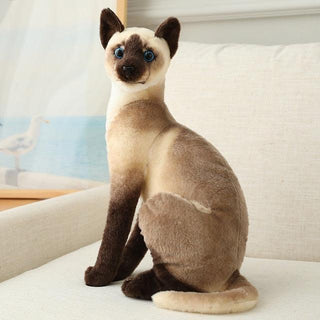 Realistic Plush Cat Replicas Siamese stand - Plushie Depot