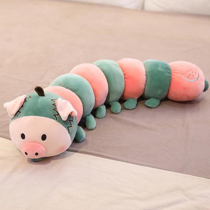 Cute Fruit Caterpillar Children's Long Plush Toy Pillow watermelon pig Stuffed Animals - Plushie Depot