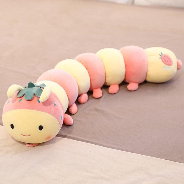 Cute Fruit Caterpillar Children's Long Plush Toy Pillow strawberry bee Stuffed Animals Plushie Depot