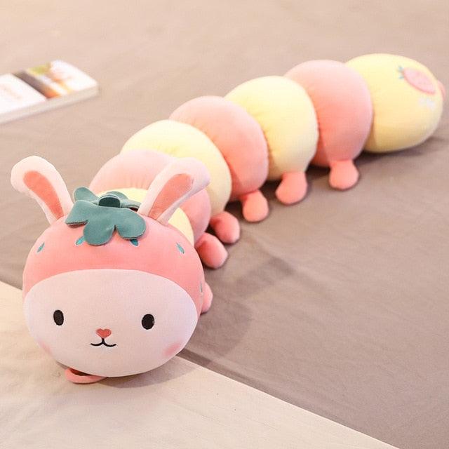 Cute Fruit Caterpillar Children's Long Plush Toy Pillow strawberry rabbit Stuffed Animals Plushie Depot