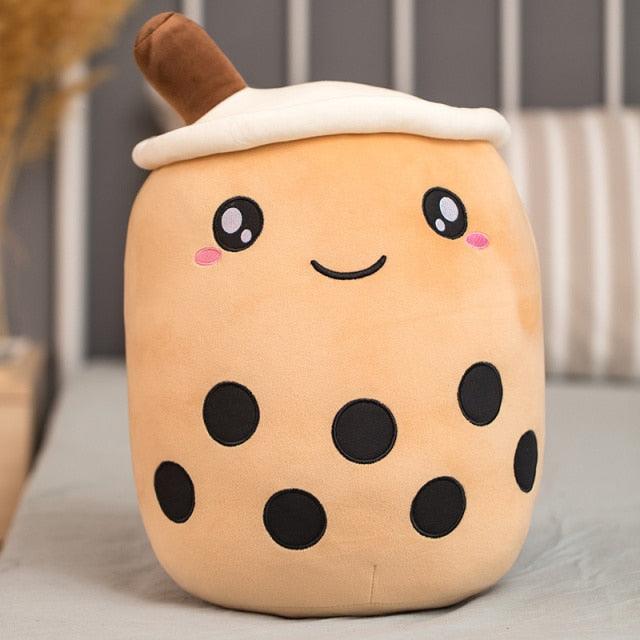 Bubble Tea Cup Shaped Pillow Plush Toy brown - Plushie Depot