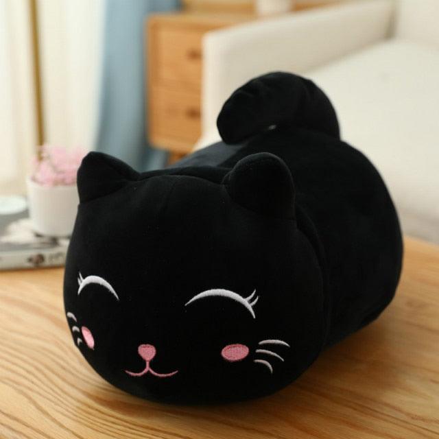 Lovely cute Stuffed soft cat plush pillow black-smile - Plushie Depot
