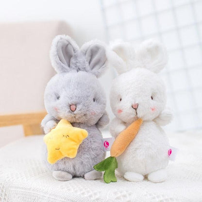 Angora Bunny Rabbit Plushie 9'' 2pcs one set Plushie Depot
