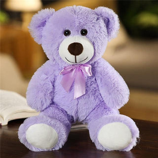 14" Cute Colorful Bow Tie Bear Doll Plush Toy 14" 35cm purple Plushie Depot
