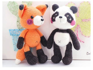 handmade panda and Fox Amigurumi fox Crochet Knitted Stuffed animals for kids - Plushie Depot
