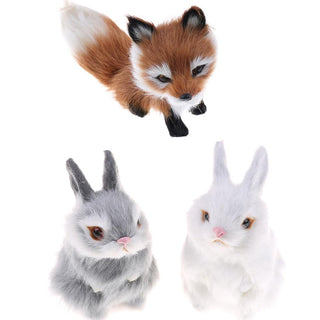 Mini Pocket Realistic Fox & Bunny Figures Plushie Depot
